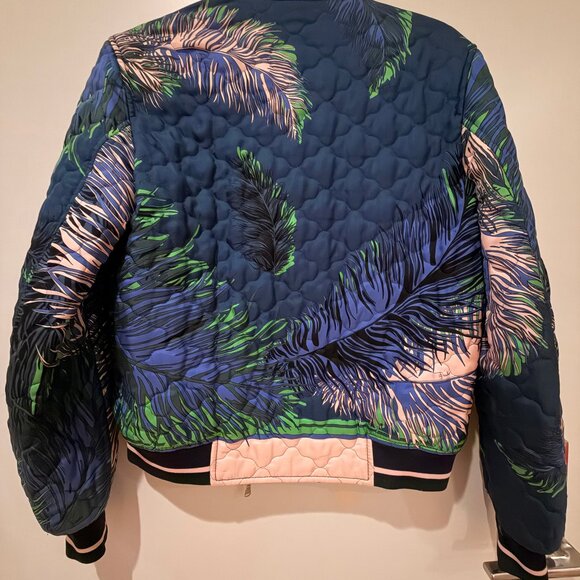 Emilio Pucci Silk Reversible Bomber Jacket Feather Print Blue Size IT 36 XS - Picture 10 of 13